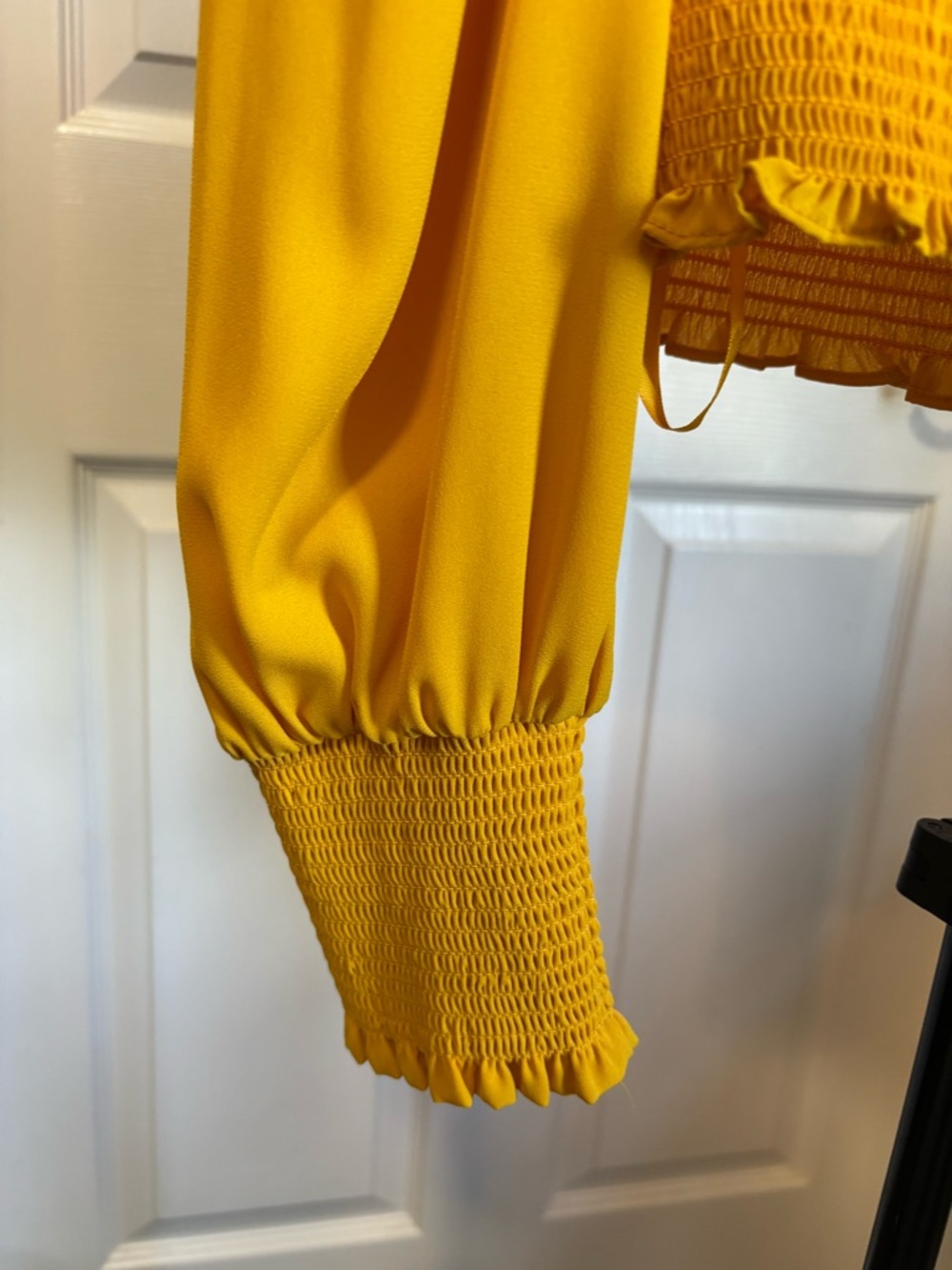 Gianni Bini Mustard Yellow Smocked Blouse - Picture 8 of 9